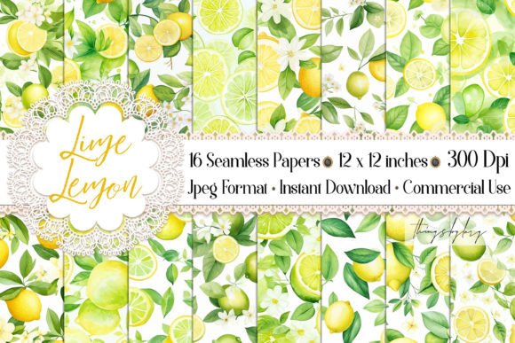 16 Seamless Lime Lemon Citrus Patterns
