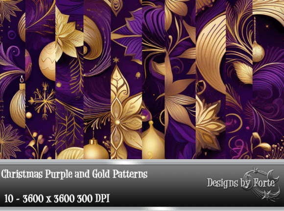Christmas Purple and Gold Patterns