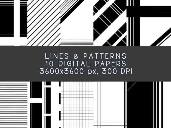 Lines and Patterns Digital Paper Pack for Creatives