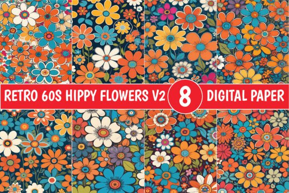 Revitalizing the Psychedelic Era: How Retro 60s Hippy Flowers Patterns V2 Empowers Modern Creative Businesses
