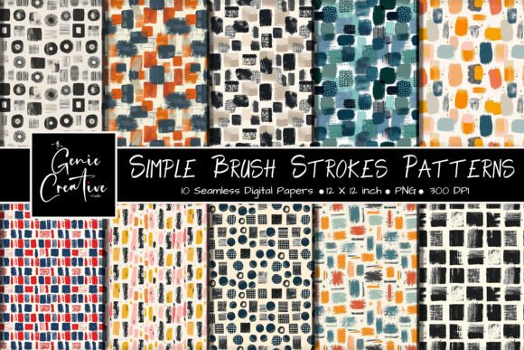 Simple Brush Strokes Seamless Patterns for Creators