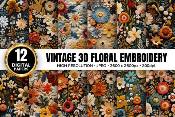 Unlocking Creativity with Vintage Boho Floral Embroidery Patterns and 3D Digital Papers