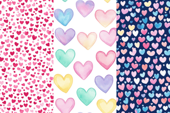 Valentine s Hearts Watercolor Patterns