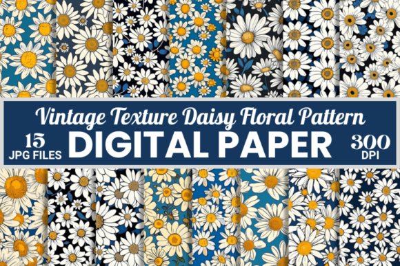 Vintage Texture Daisy Floral Patterns